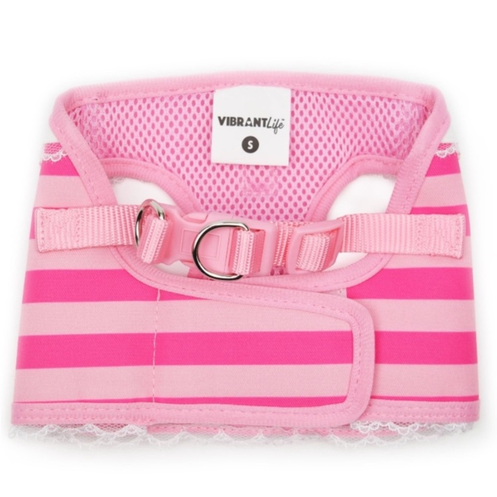 Vibrant Life Stripe & Lace Harness for Medium Dog Pink S - Picture 3 of 8